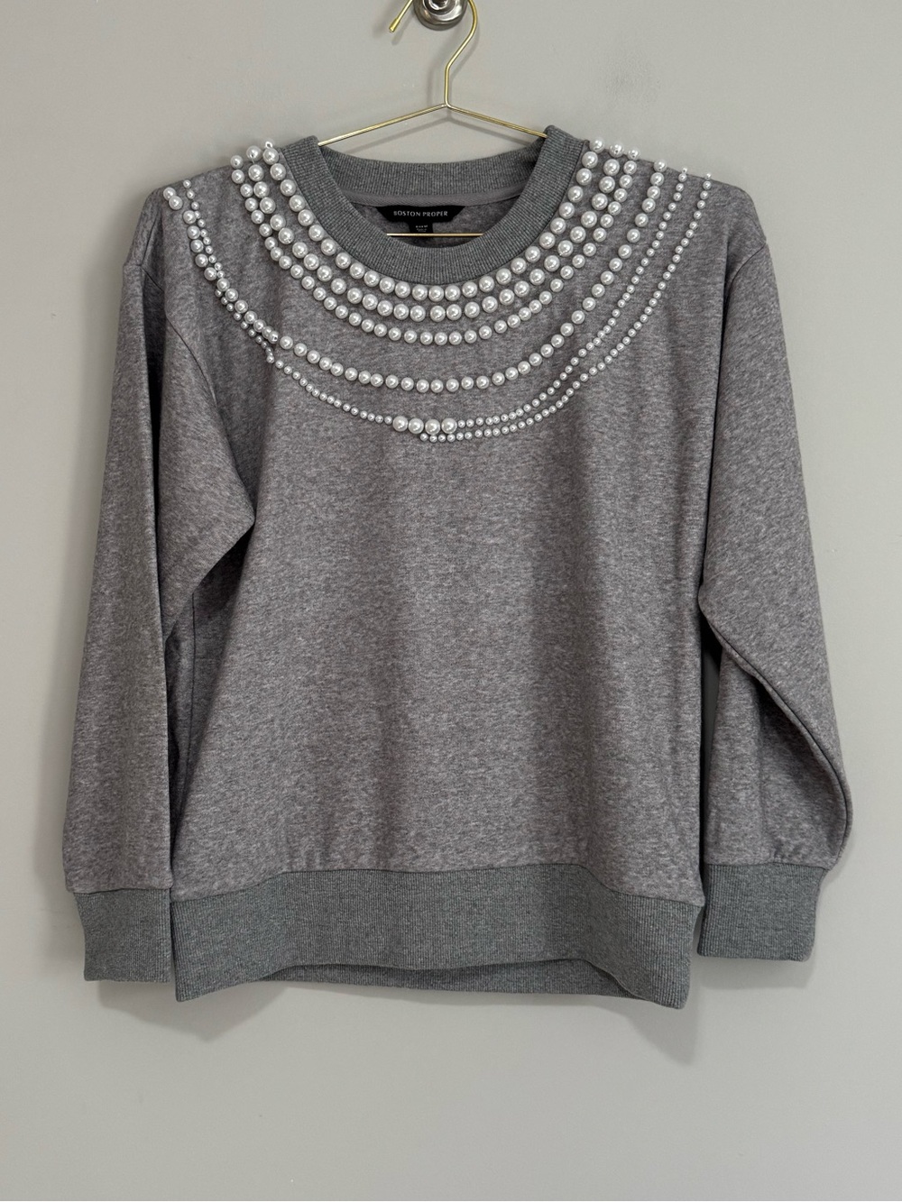 Boston Proper Pearl-Embellished Sweatshirt